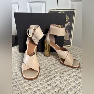 EUC Calvin Klein Alivia Sandals with Metallic Heels